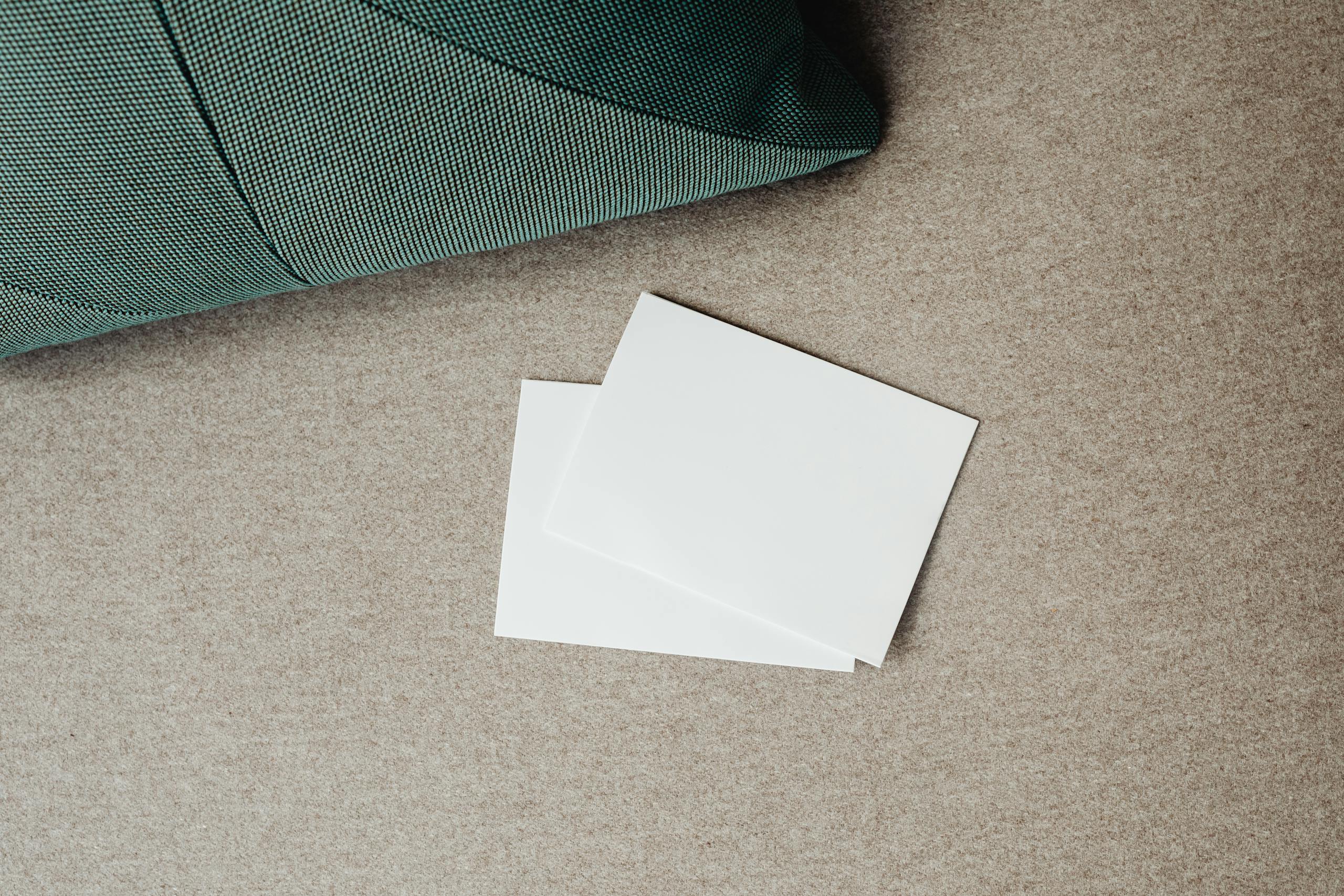 Overhead Shot of White Blank Cards